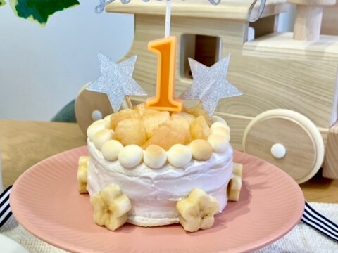 夏生まれの子に◎桃のスマッシュケーキ♡